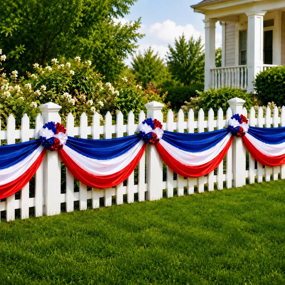 Gilprop front view showing full tricolor bunting set and dramatic flower focal point
