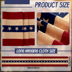 Gilprop wide porch installation of bunting creating cohesive patriotic backdrop
