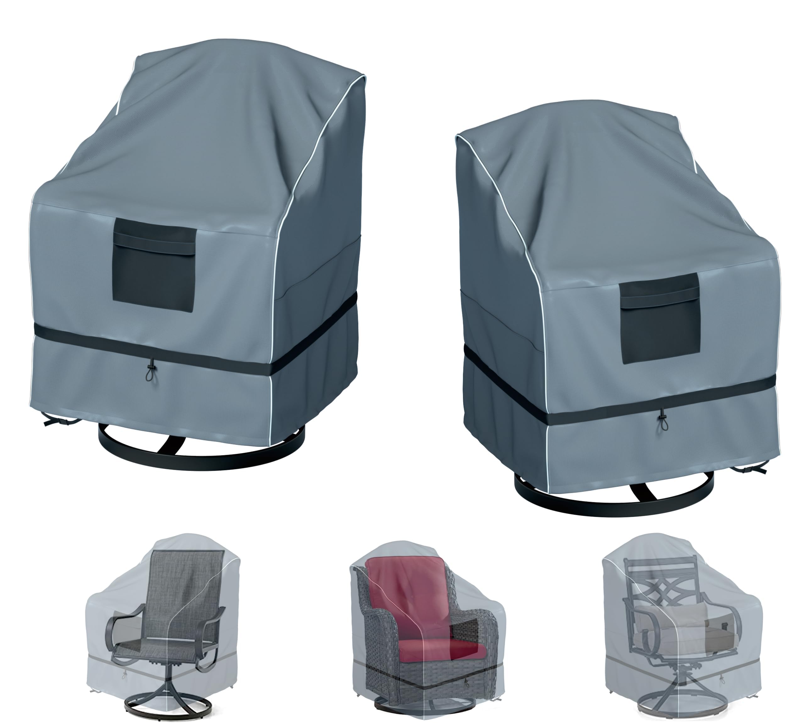 GimaiOurun front view of two gray covers protecting swivel chairs, durable protection
