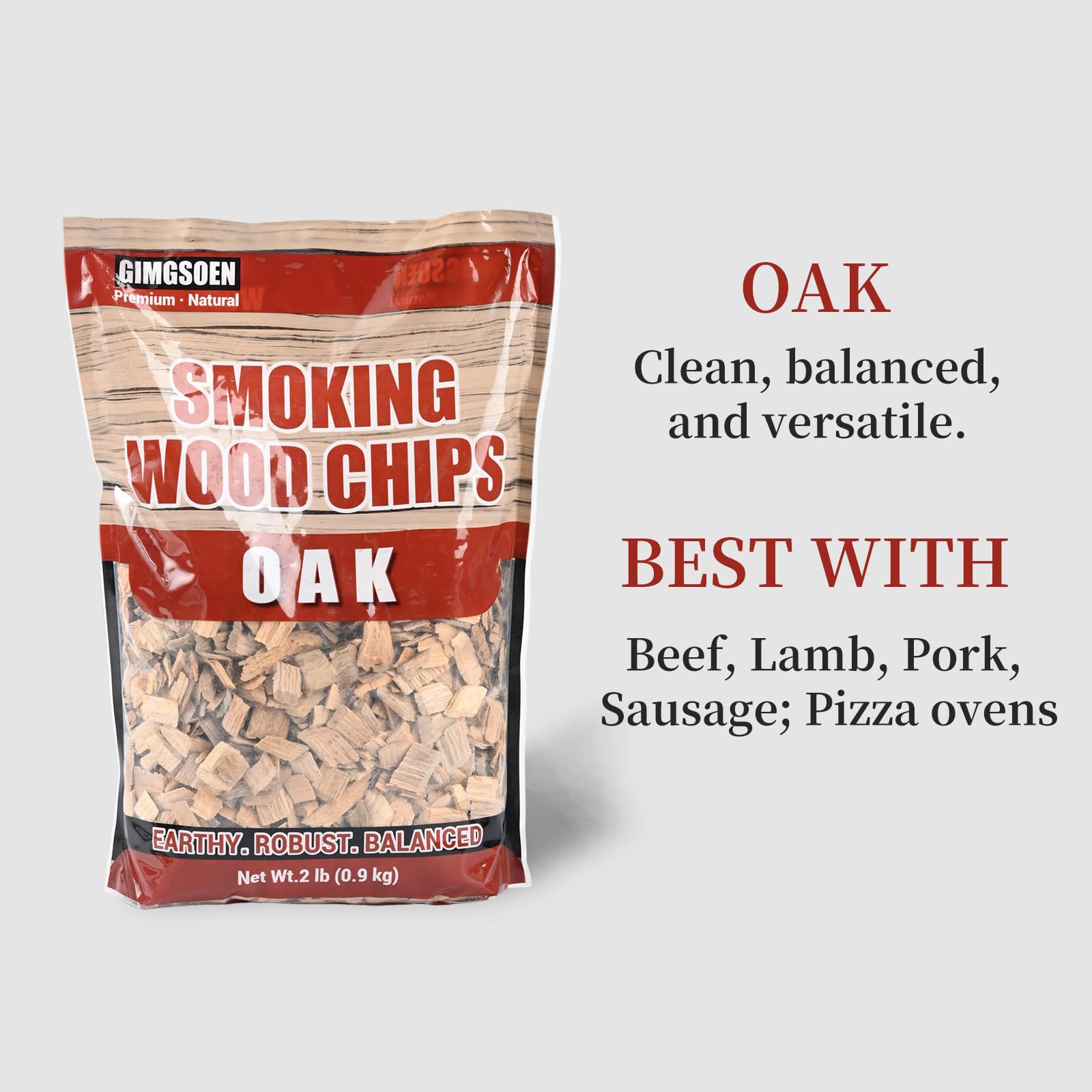 Gimgsoen bag label close-up displaying all-natural hardwood ingredients