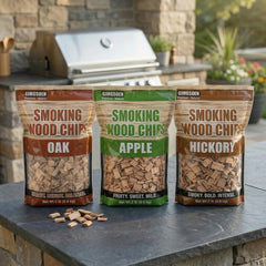 Gimgsoen oak chips texture close-up demonstrating clean, even burn
