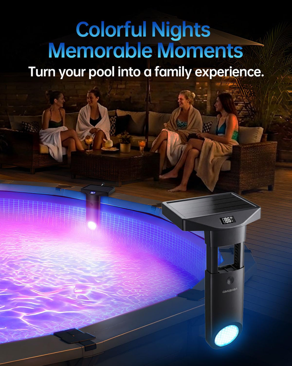 gimubaba multiple lights in pool showing recommended coverage and even brightness