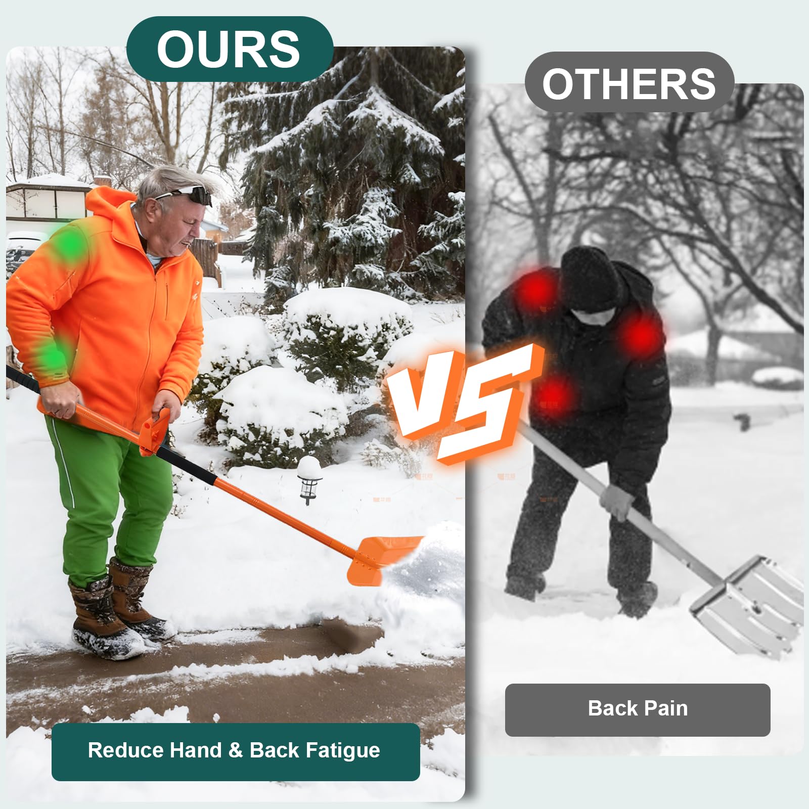 Gingull ergonomic handle detail with glove-friendly grip for reduced back strain