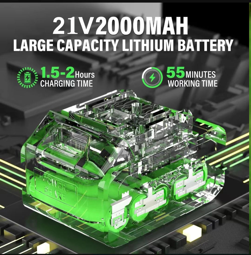 Ginzyaiy handle with 21V 2.0Ah battery installed for longer runtime