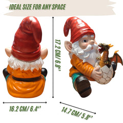 GIOMLE gnome beside plant pot showing 6.8-inch size and scale