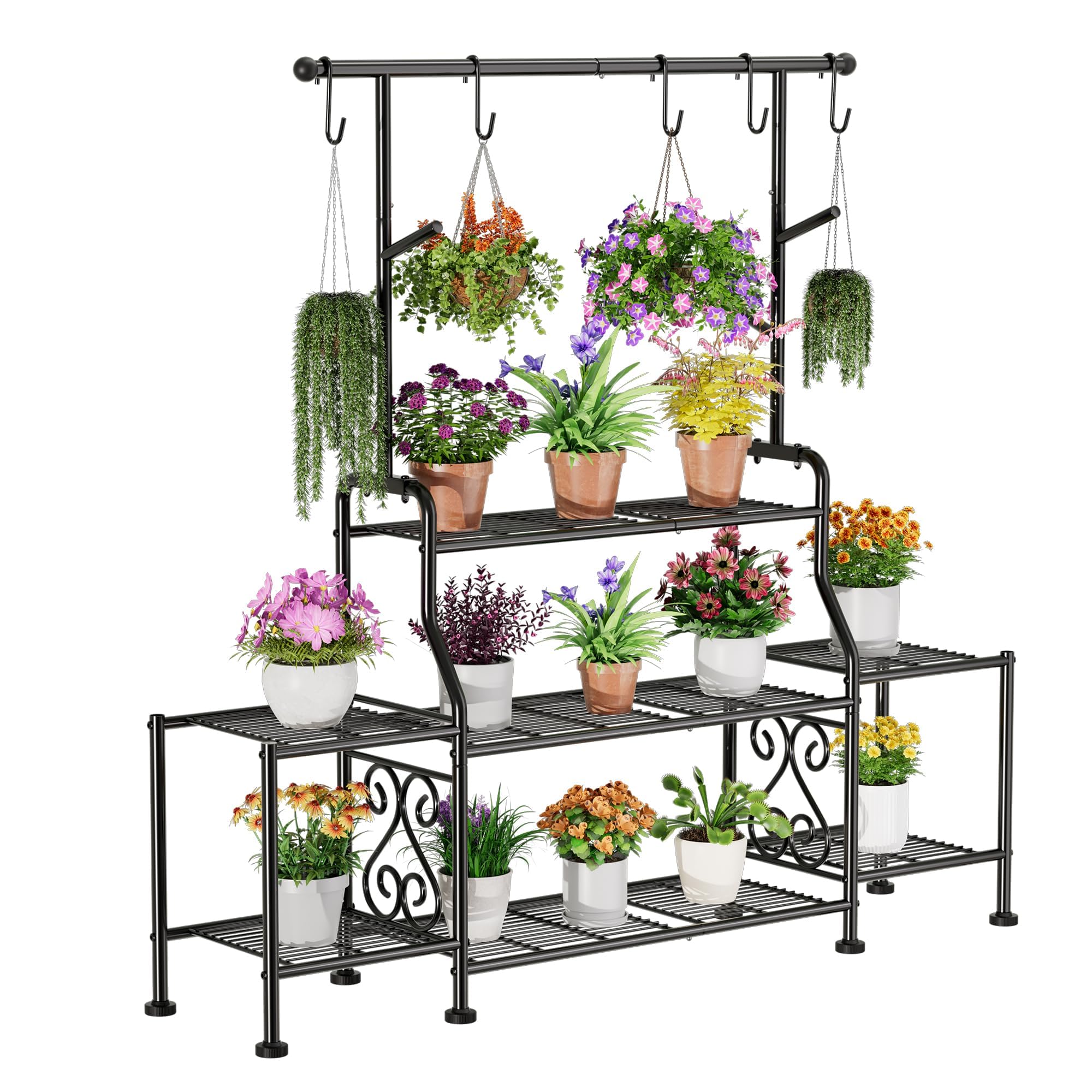 GIOTORENT front view full stand displaying many pots and space-saving benefit