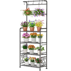 GIOTORENT front view of 4-tier metal plant stand showing capacity and design