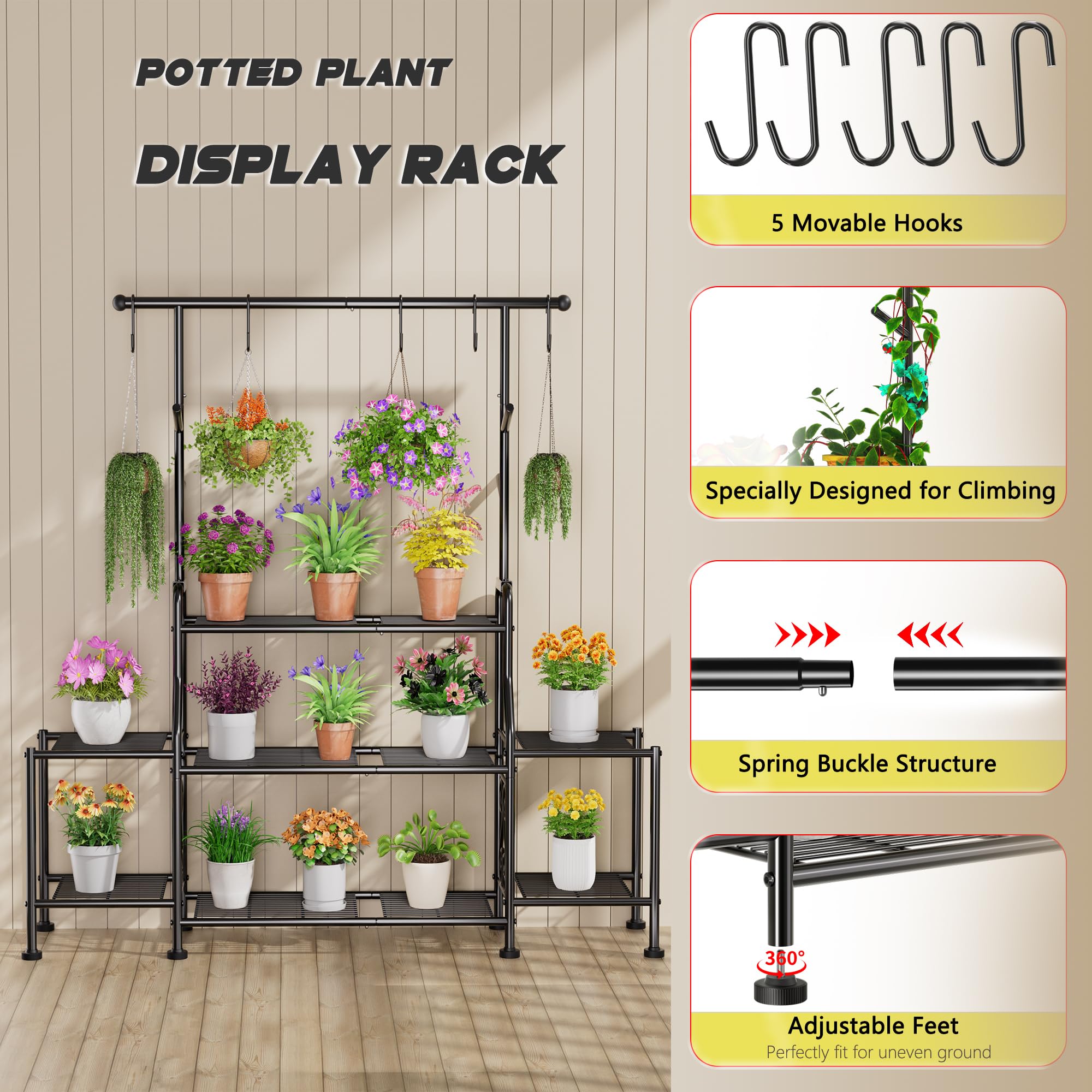 GIOTORENT hanging hooks with trailing plants showing versatility for vines