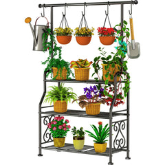 GIOTORENT front view of 3-tier stand showing neat plant display and stability