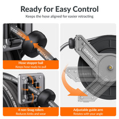 Giraffe Tools 60ft pressure hose fully extended showing long reach for cleaning benefit
