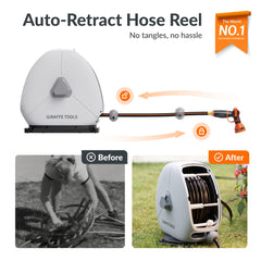 Giraffe Tools close-up of reel housing highlighting smooth, easy-to-clean surface