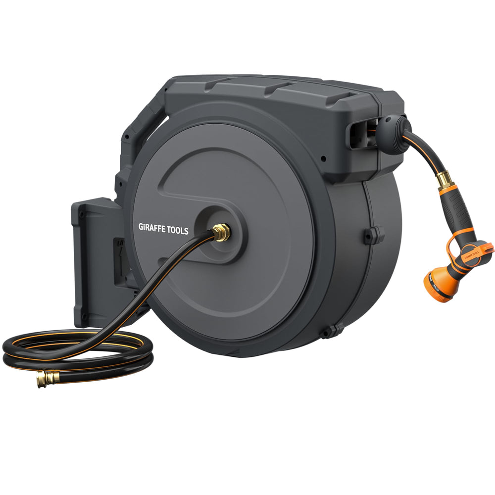 Giraffe Tools front-mounted reel showing tidy storage and space-saving benefit