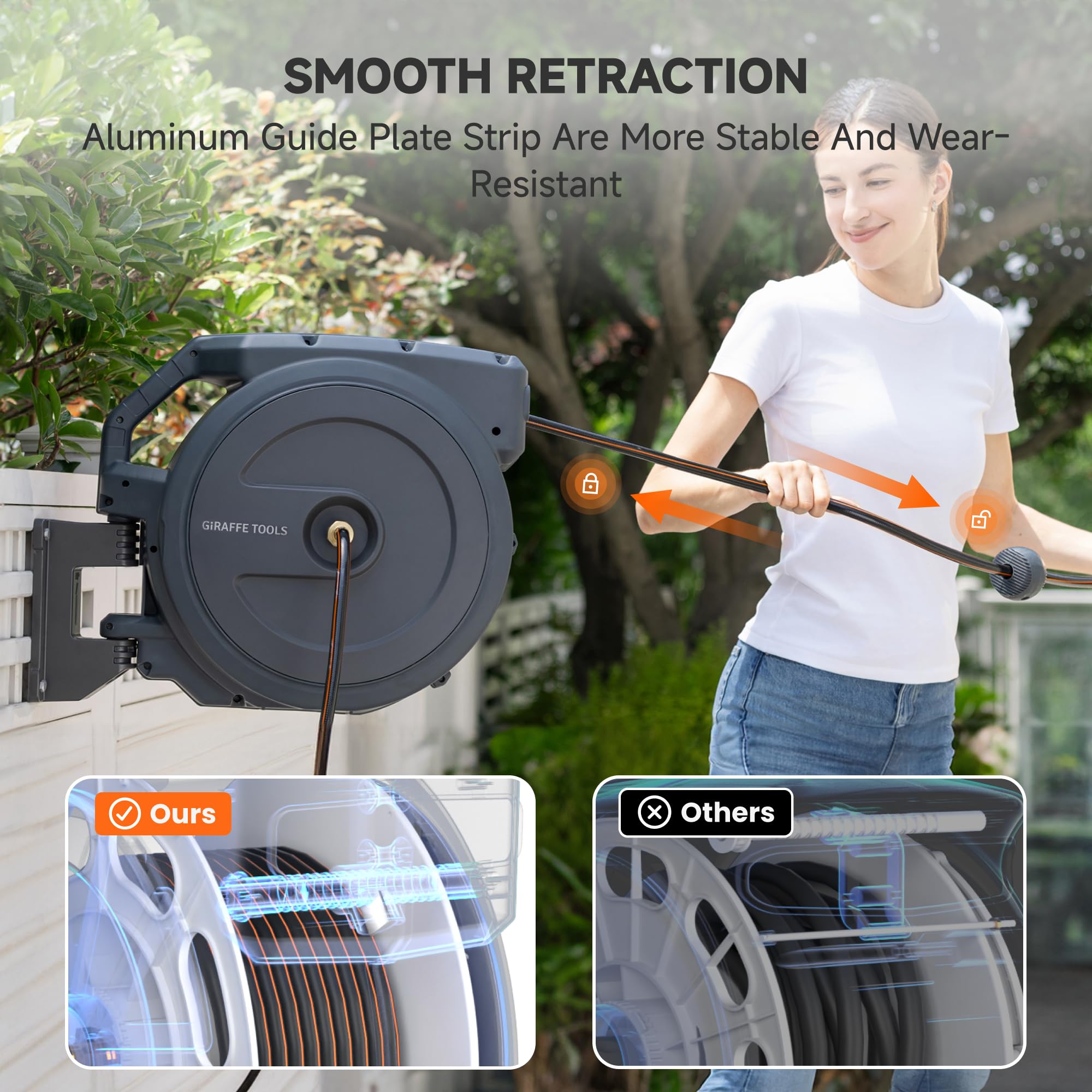 Giraffe Tools nozzle showing 7 patterns for watering, washing, and cleaning