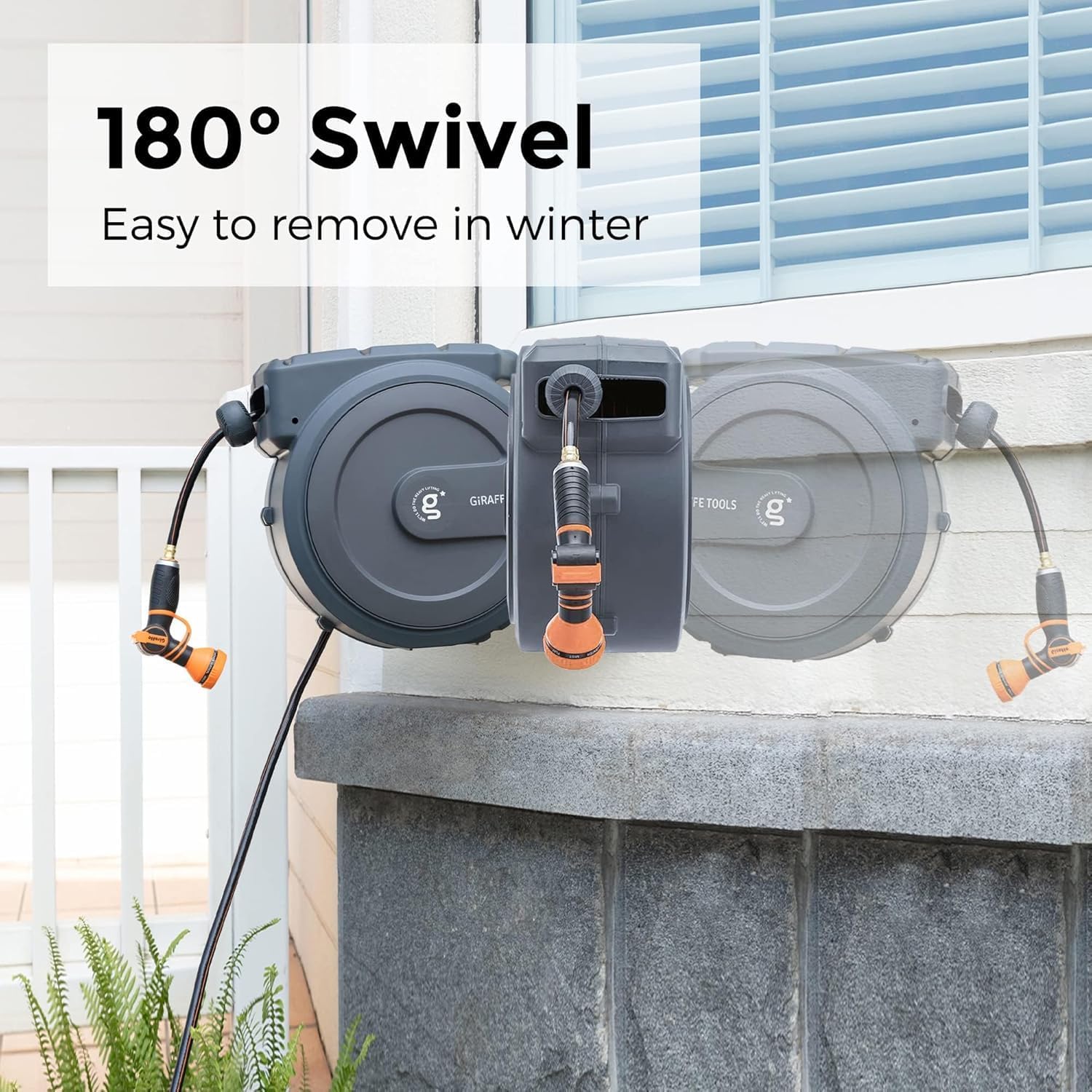 Giraffe Tools nozzle with 7 patterns displayed for versatile watering benefit