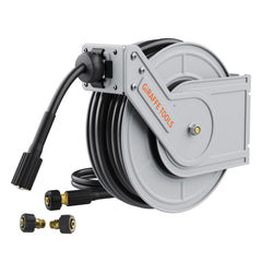 Giraffe Tools front view of reel showing compact sturdy design and organized storage benefit