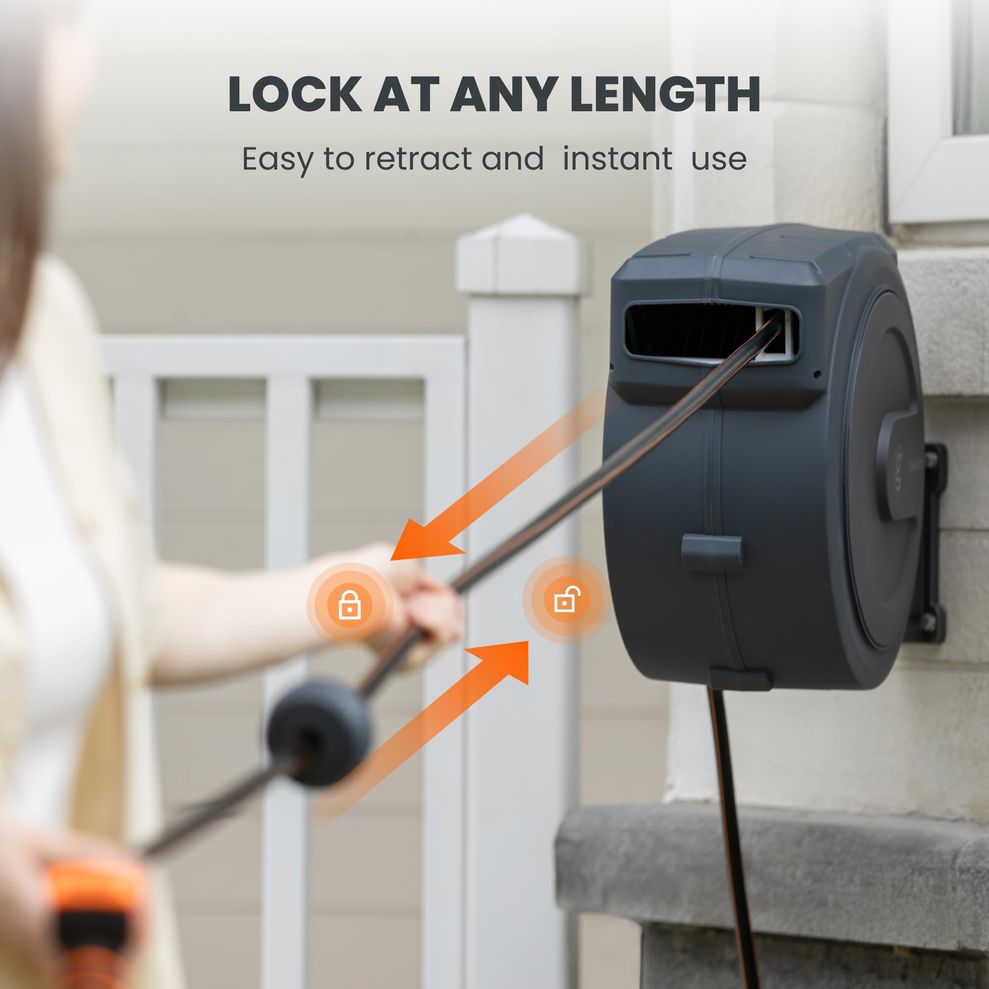 Giraffe Tools reel retracting action showing smooth auto-rewind benefit