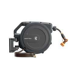 Giraffe Tools front view of reel showing compact storage and tidy yard