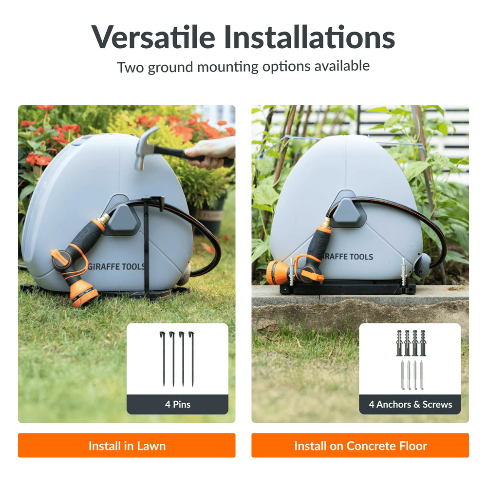 Giraffe Tools scale comparison next to garden tool showing size and yard fit