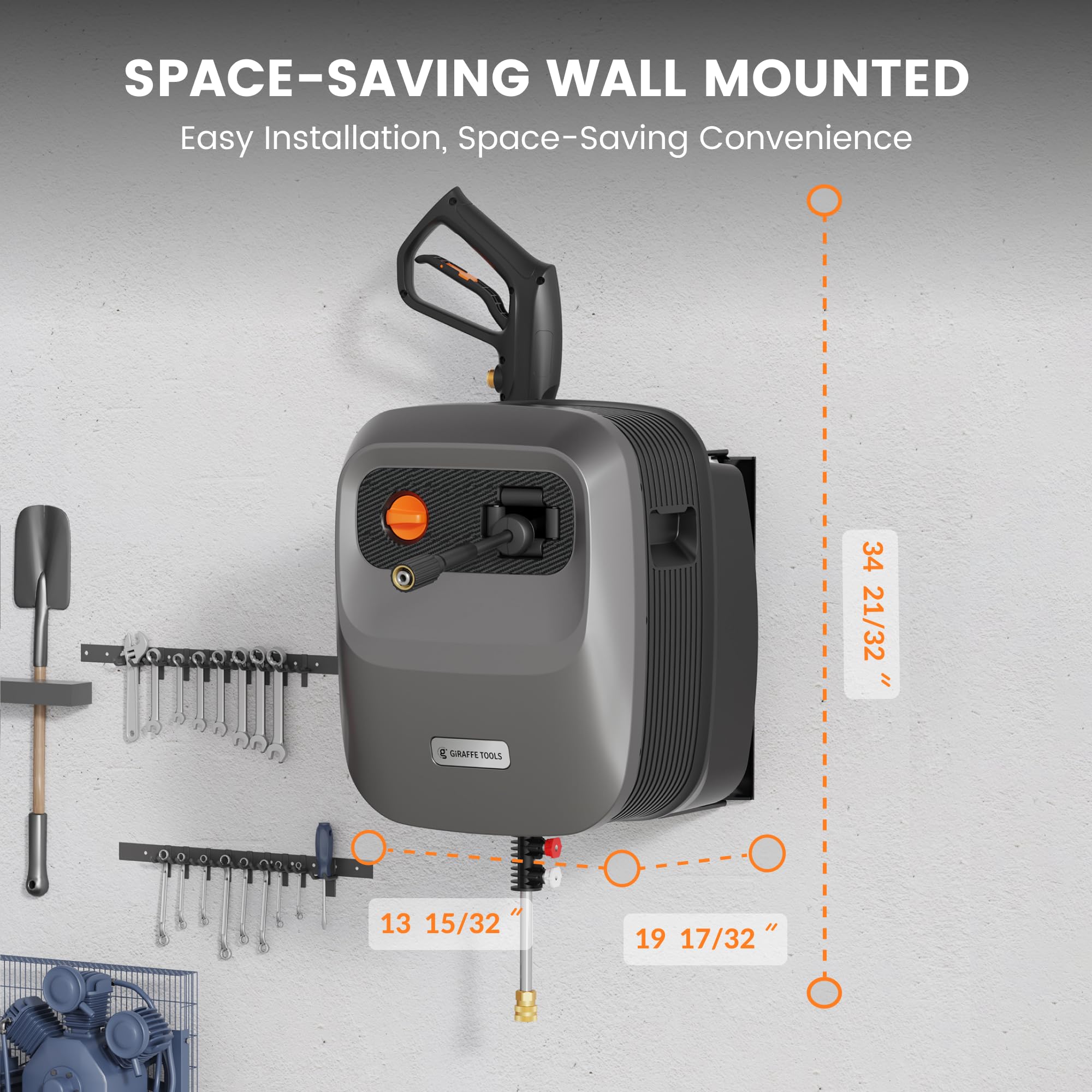 Giraffe Tools 180-degree wall mount bracket close-up for flexible angled positioning benefit