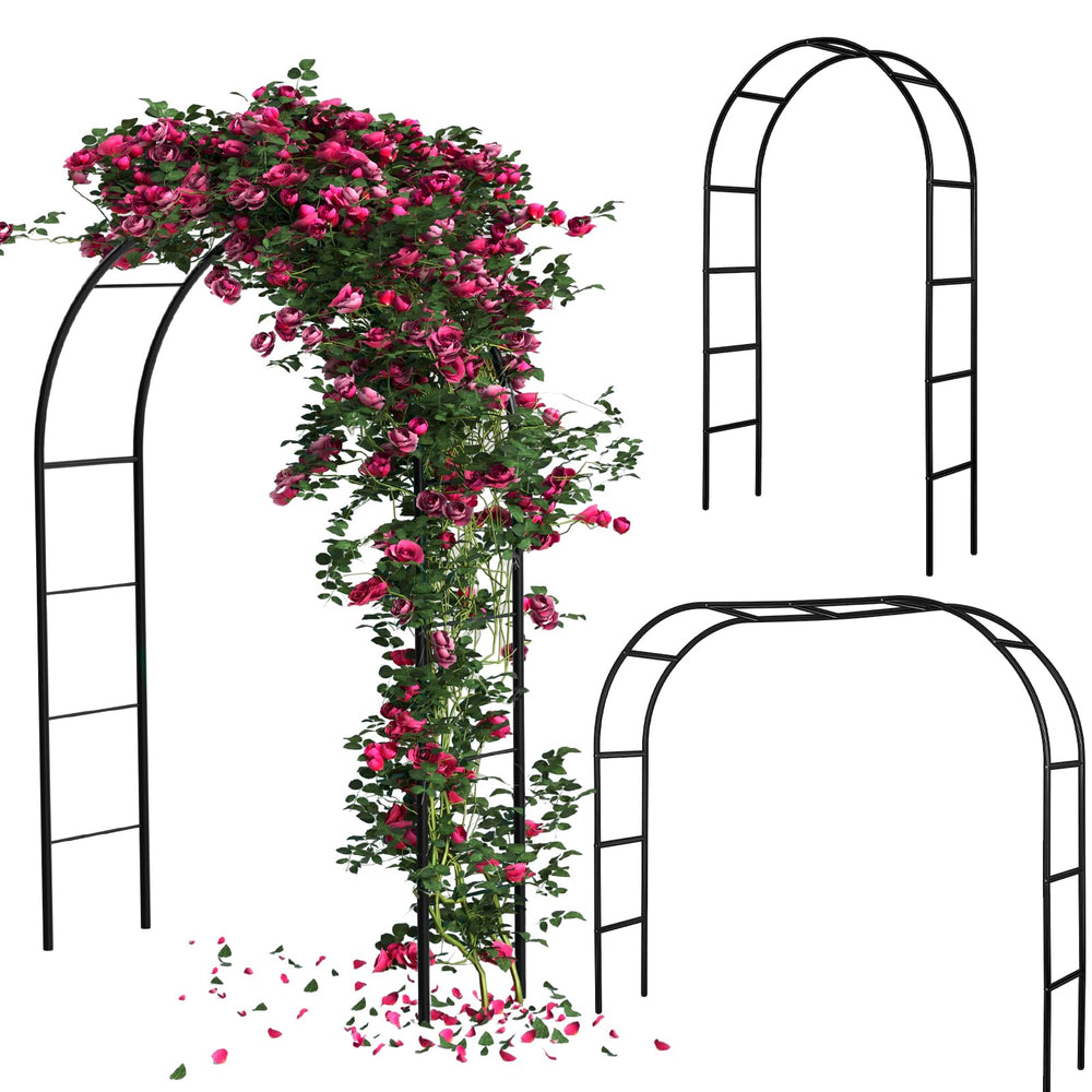 Gisafai front view of full black metal arch showcasing elegant entrance
