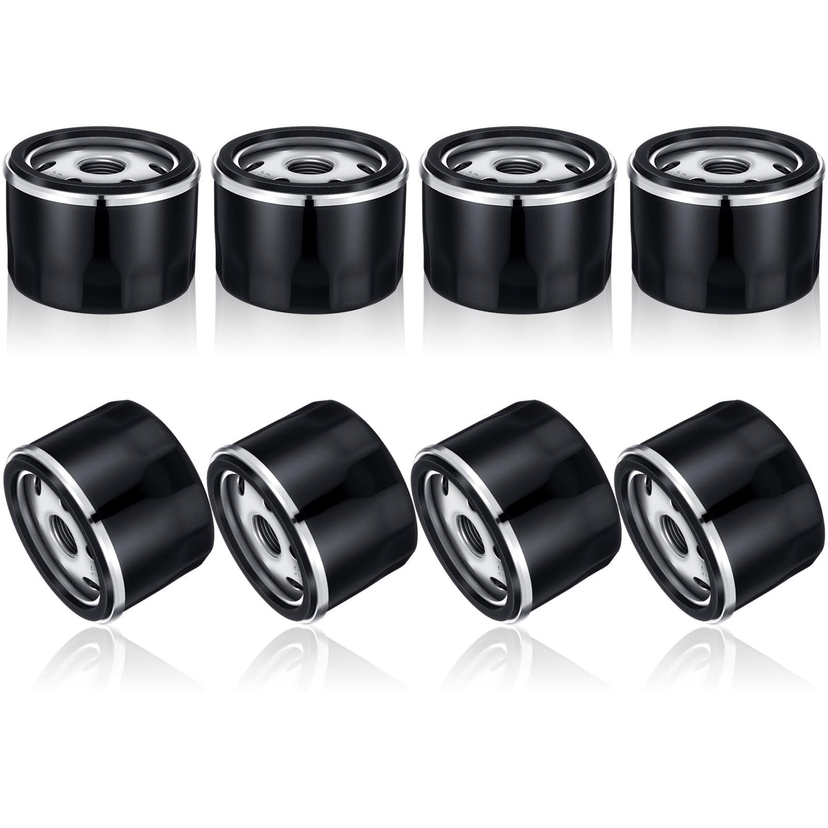 Gisafai front view of eight oil filters showing packaging and quantity benefit