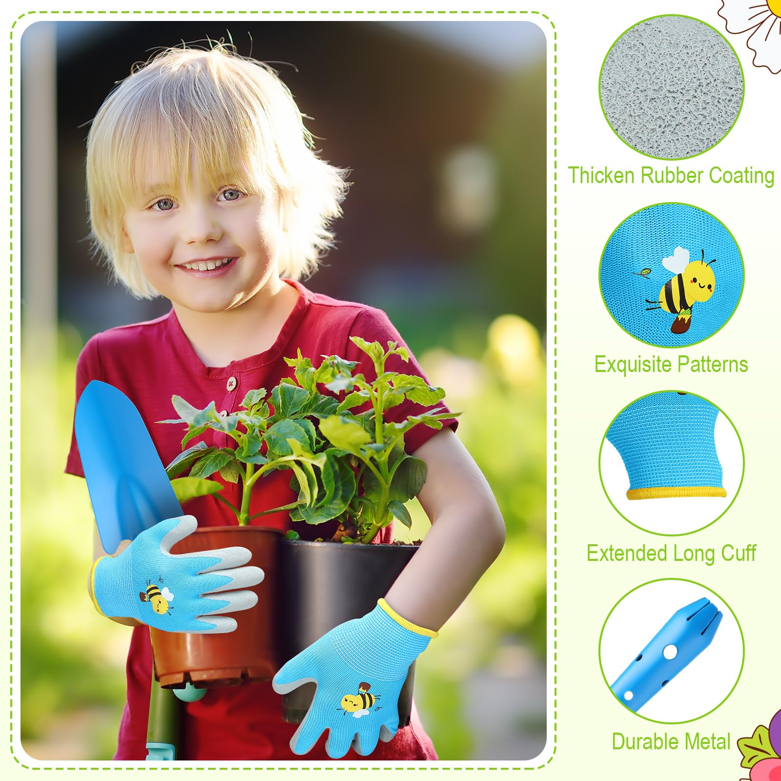 Gisafai assorted children’s gloves top view with playful patterns promoting comfort and protection