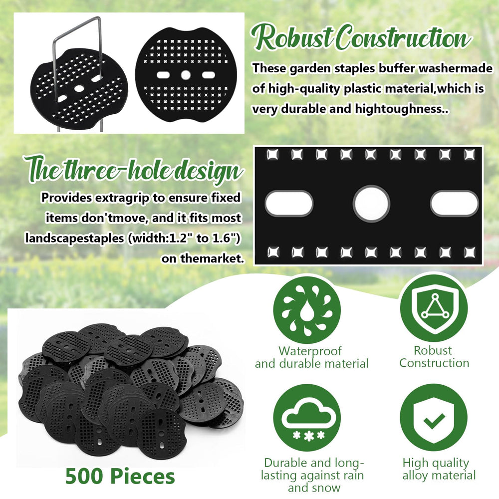 Gisafai gasket securing weed barrier with a staple to prevent shifting
