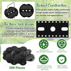 Gisafai gasket securing weed barrier with a staple to prevent shifting