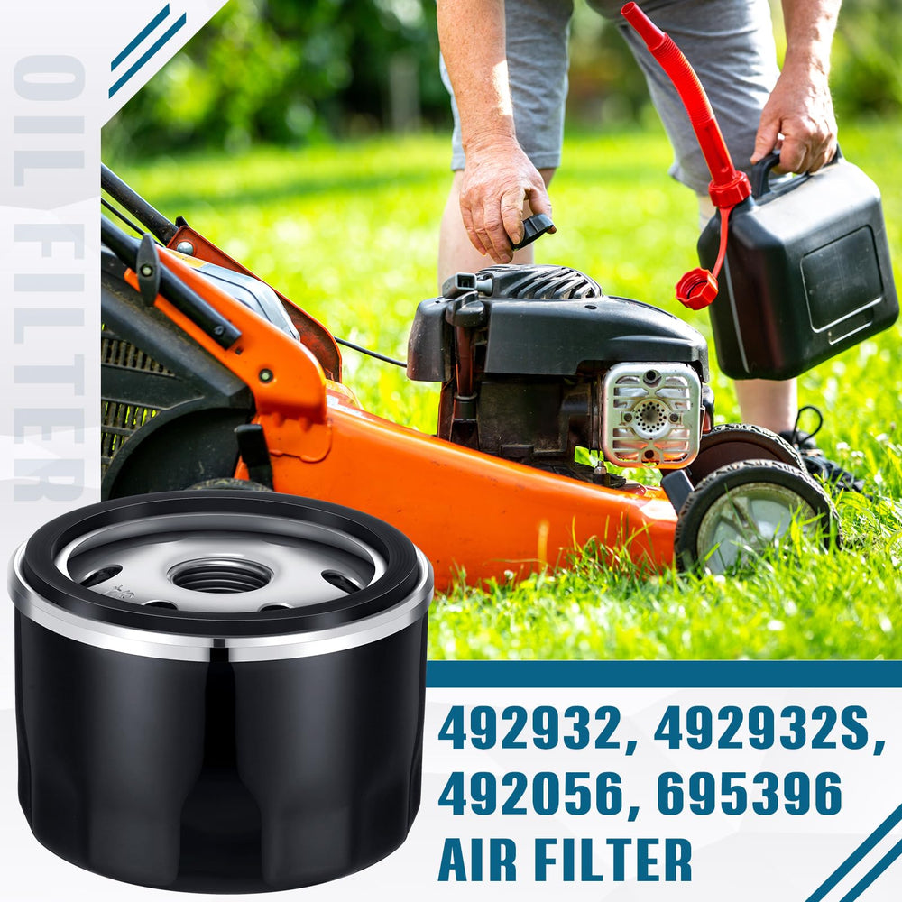 Gisafai oil filter installed on a lawn mower showing practical in-use convenience