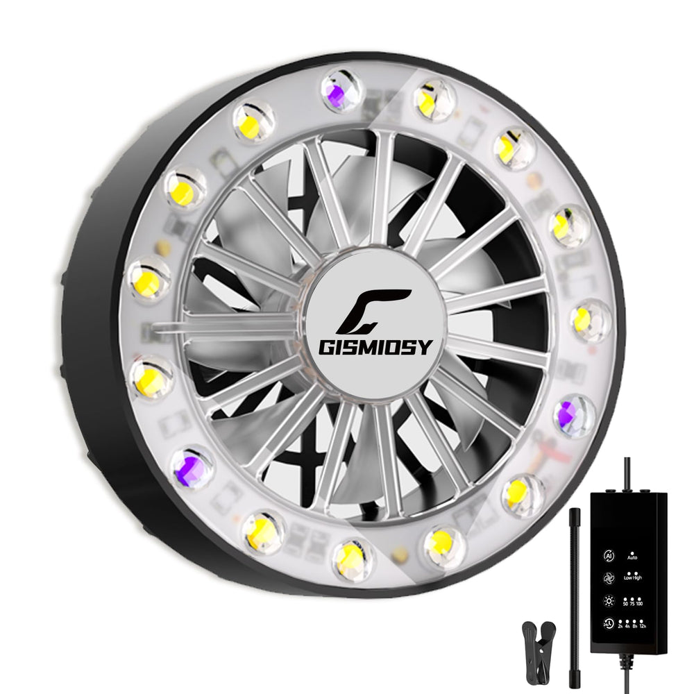 GISMIOSY front view clip-on lamp showing compact design and focused lighting benefit