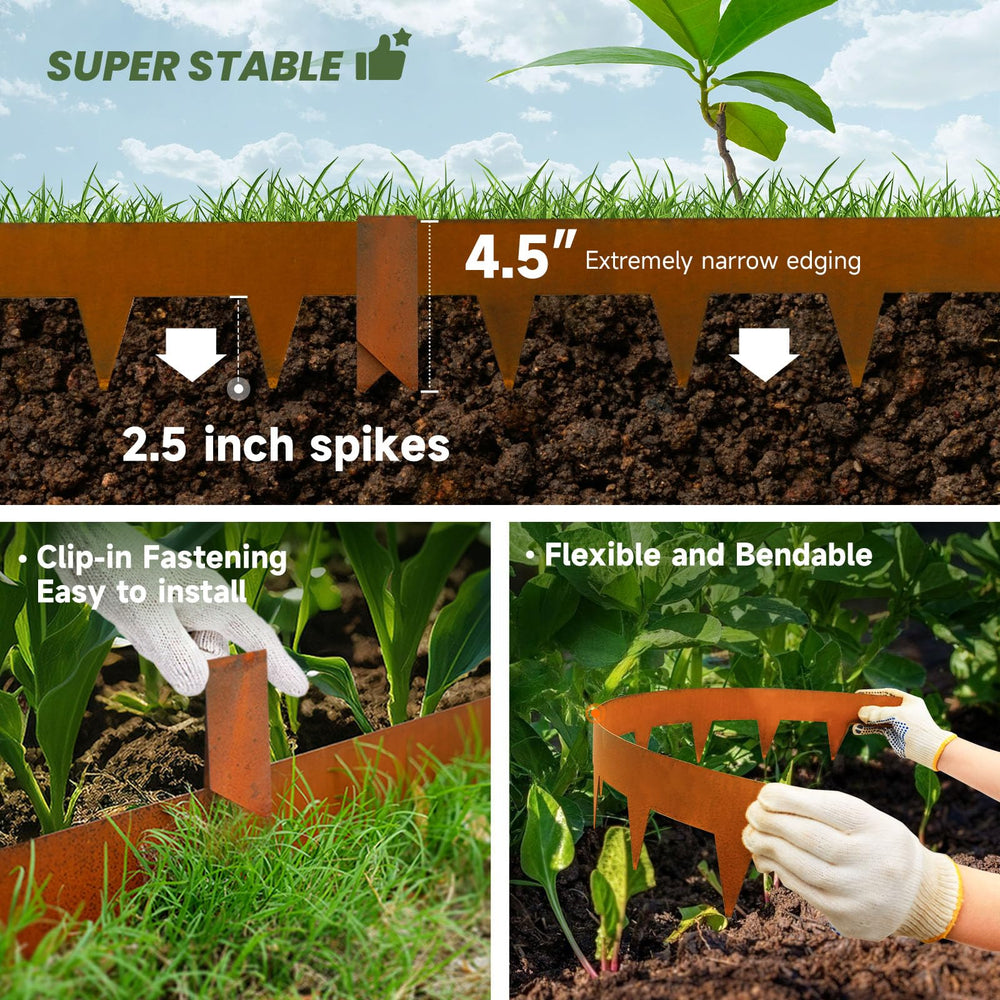 GJWCVL side profile of edging shows 4.5 inch height and benefit clean separation