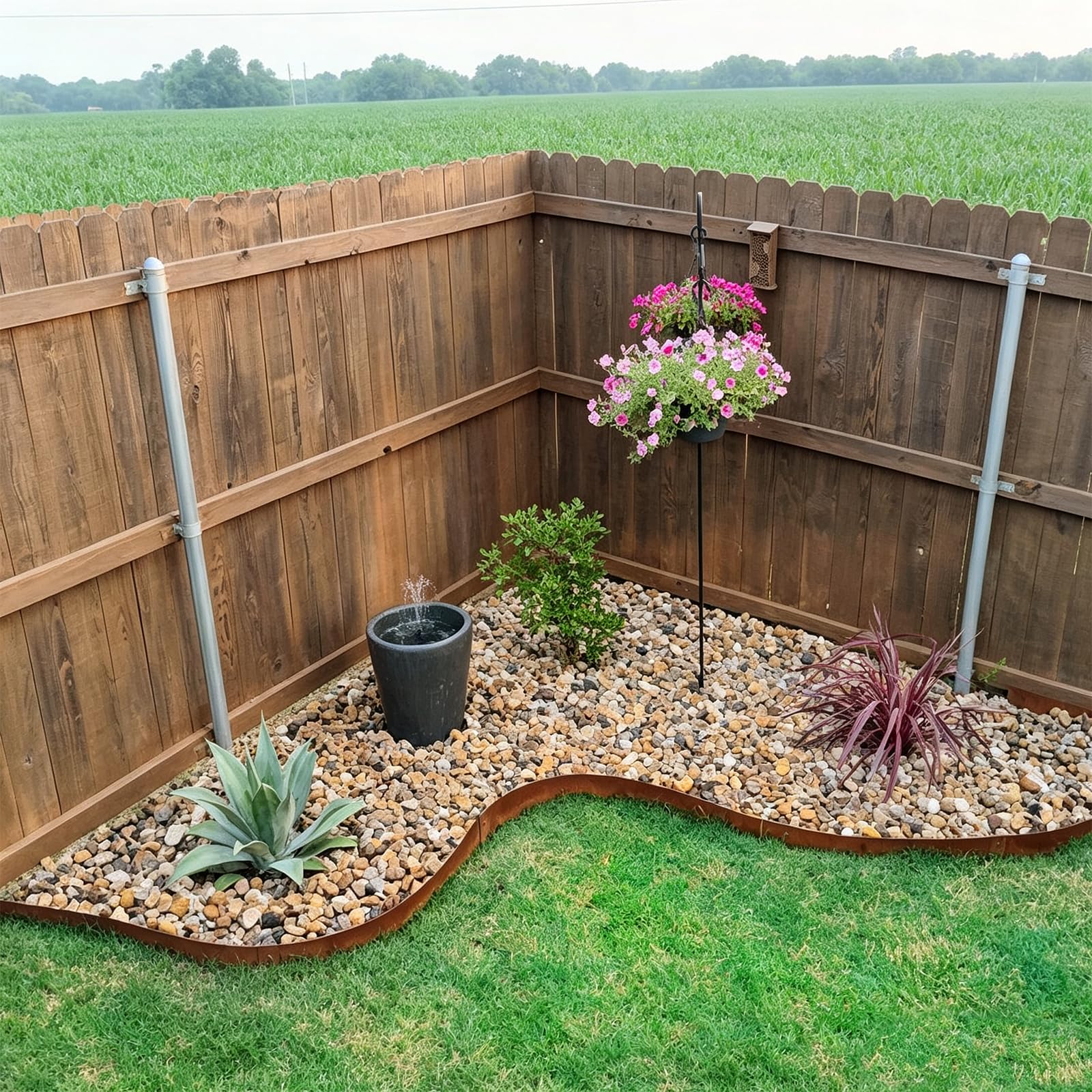 GJWCVL lifestyle garden scene shows finished border and benefit enhanced landscape curb appeal