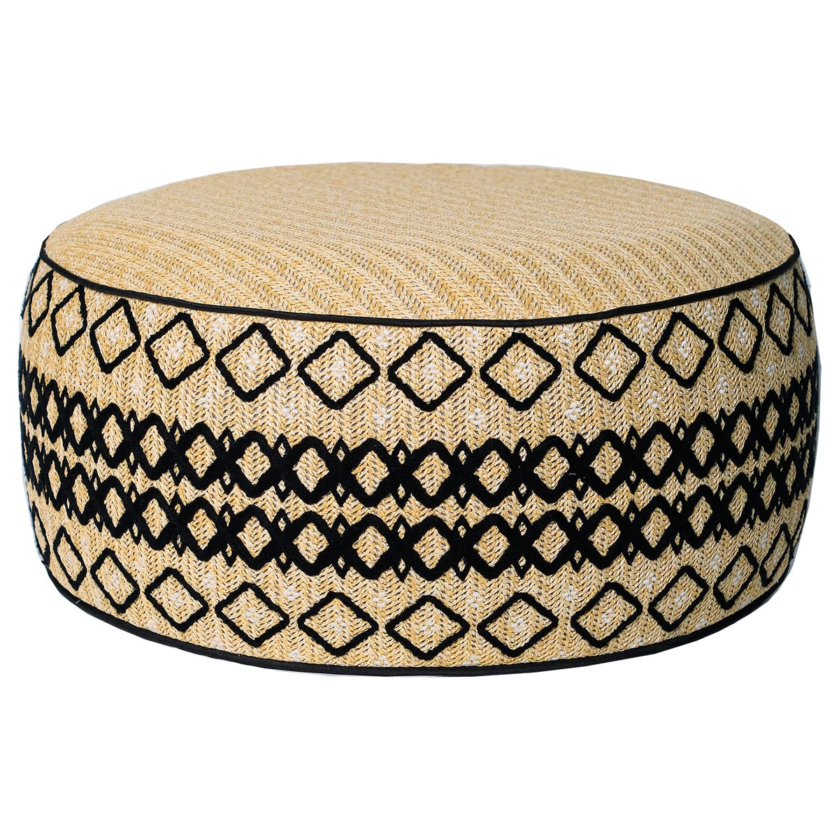 GLADTRAX front view of inflated ottoman showing embroidered finish and stable base