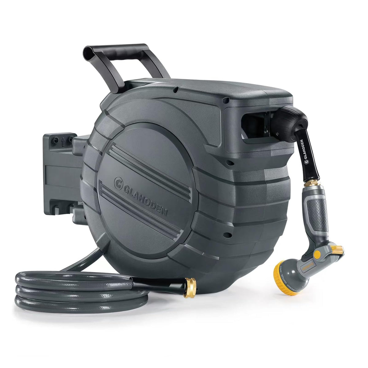 glahoden front reel and hose showing compact storage and easy access