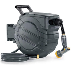 glahoden front view wall mounted reel showing compact storage and easy access