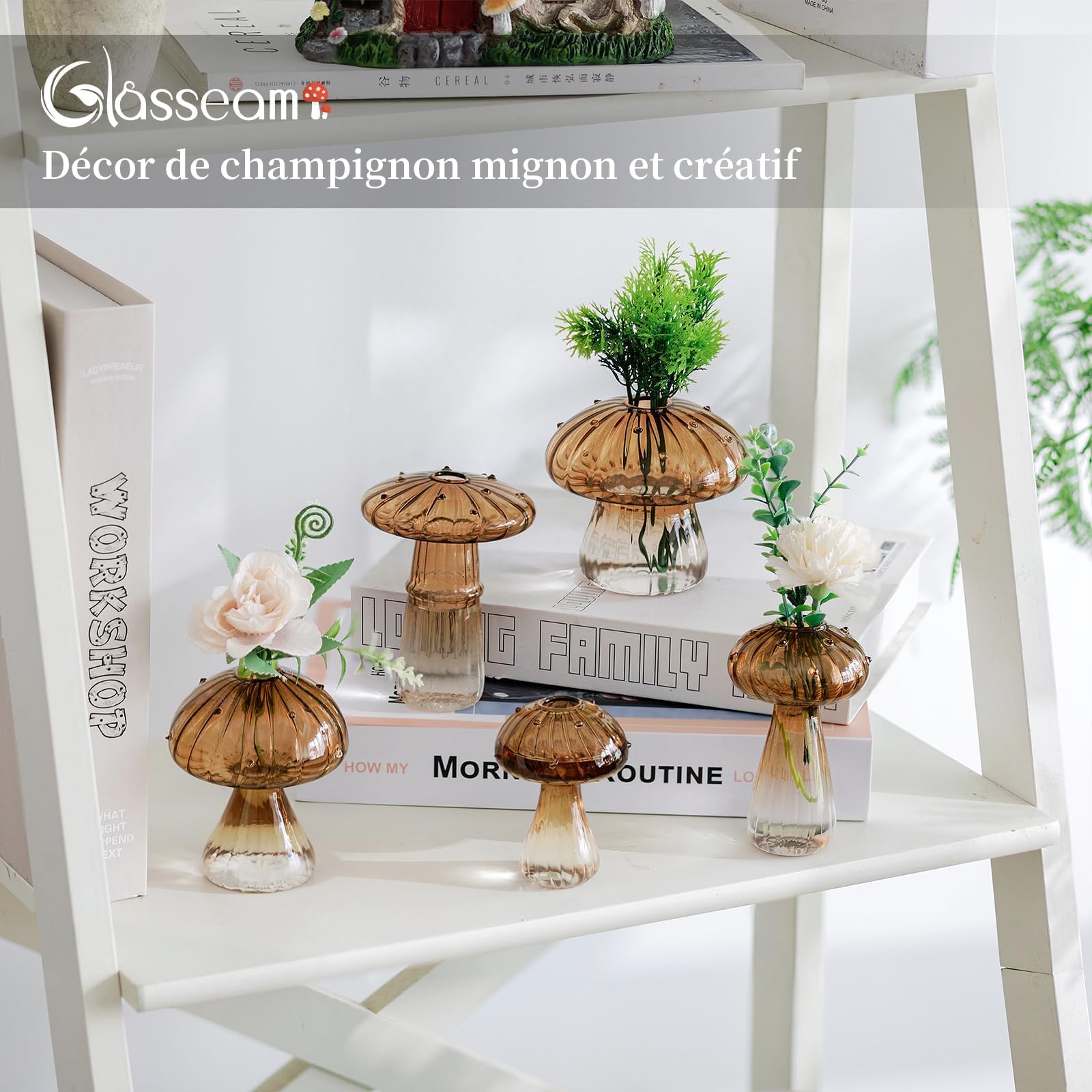 Glasseam side profile highlighting mushroom-shaped glass and modern lines