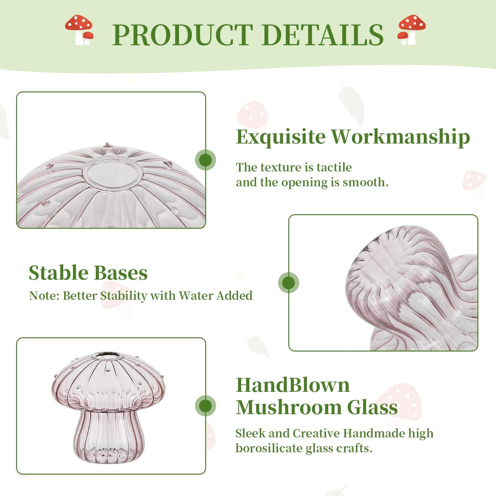 Glasseam vase next to a hand for scale showing compact size and tabletop suitability benefit