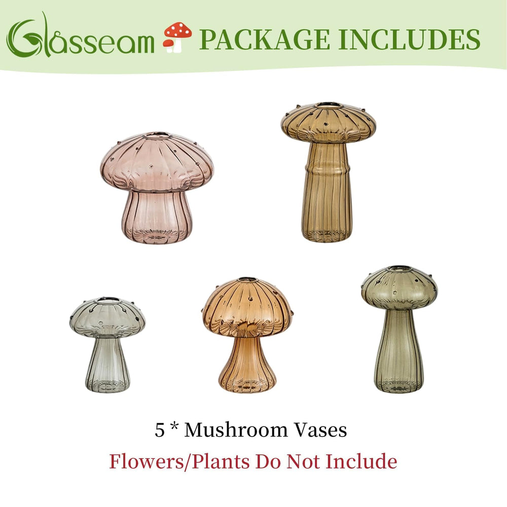 Glasseam vases styled as a tabletop centerpiece adding whimsical decor to room