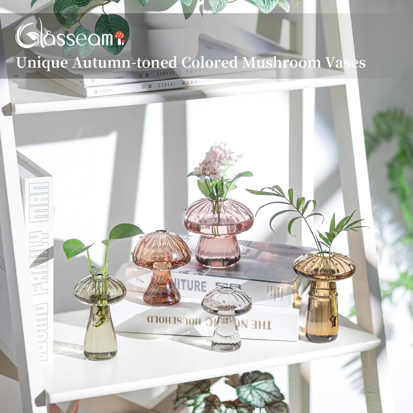 Glasseam vases held in hand displaying size scale for small cuttings and bouquets