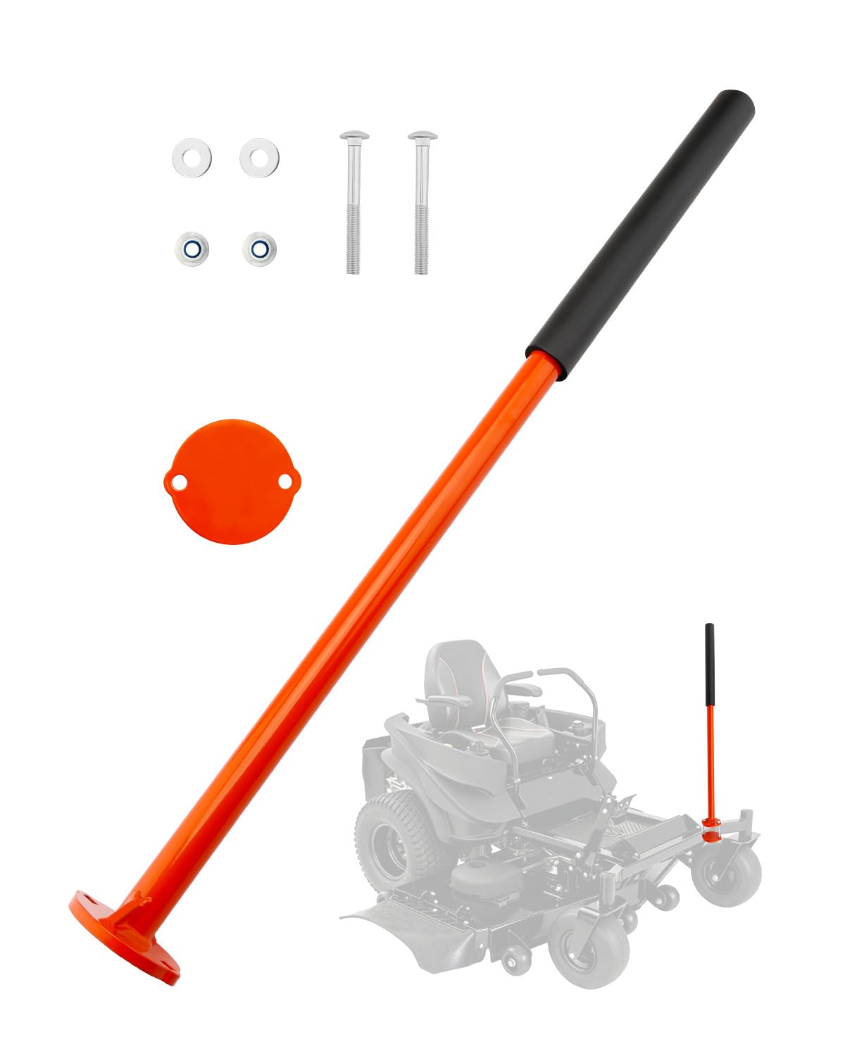 Gledewen assist handle front view showing robust orange finish and mounting points
