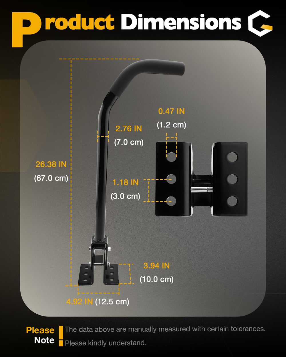 Gledewen handle with rearview mirror attached for better visibility