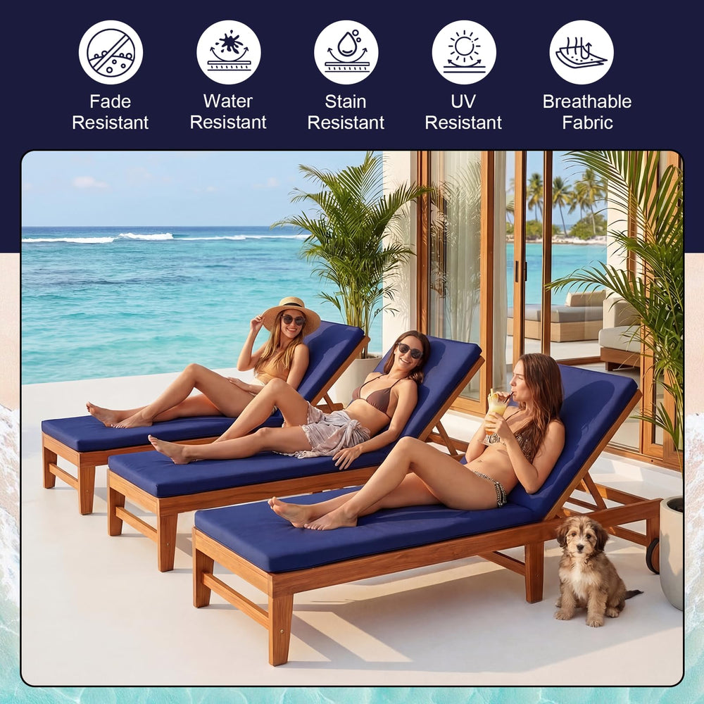 Gleom poolside in use on chaise demonstrating coordinated, protected seating