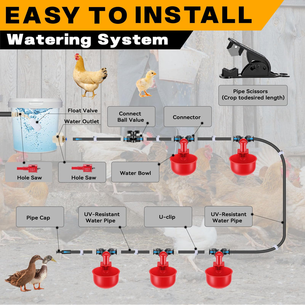 Gleom tubing laid in a coop showing layout flexibility and even water delivery