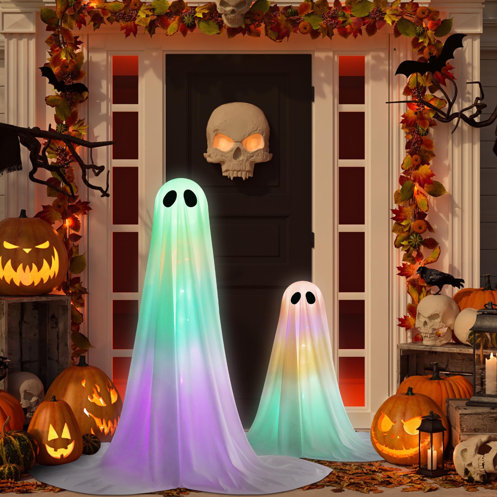 GlexpFesti RGB lighting colors on ghosts for dramatic atmosphere
