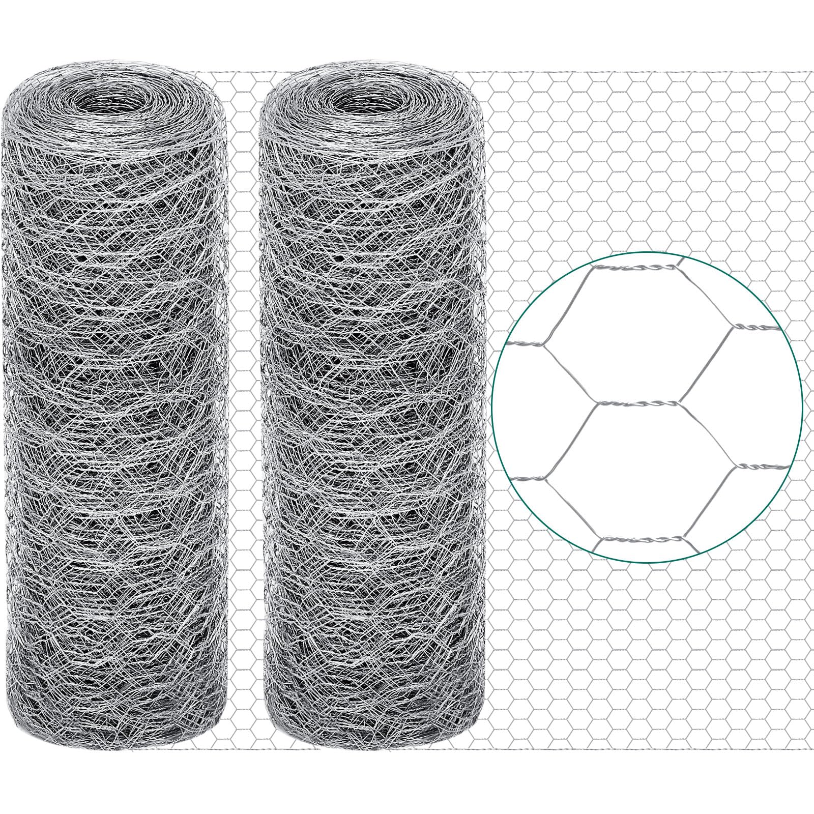 GlikCeil front view of two rolls showing packaged galvanized chicken wire, durable protection