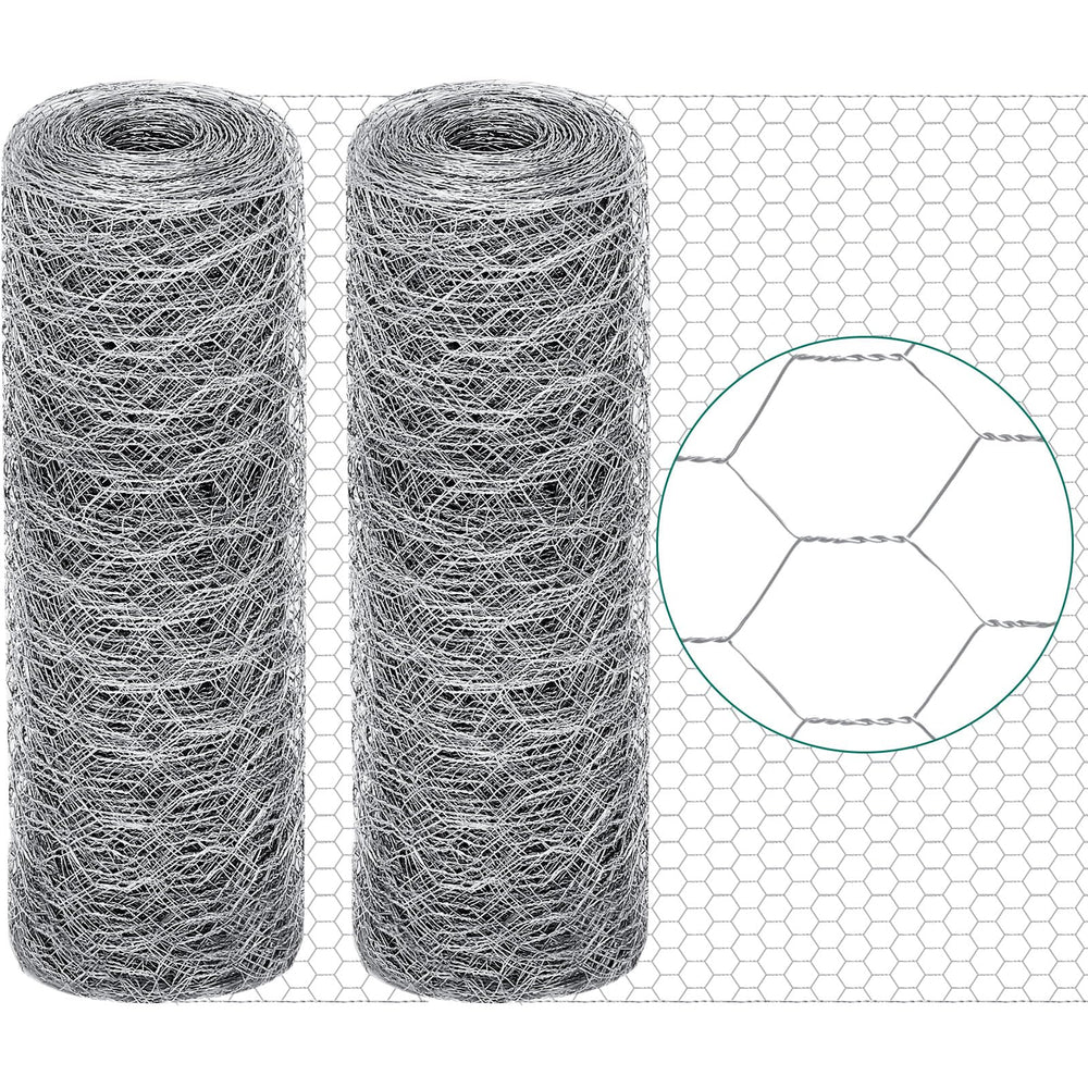 GlikCeil front view of two rolls showing packaged galvanized chicken wire, durable protection