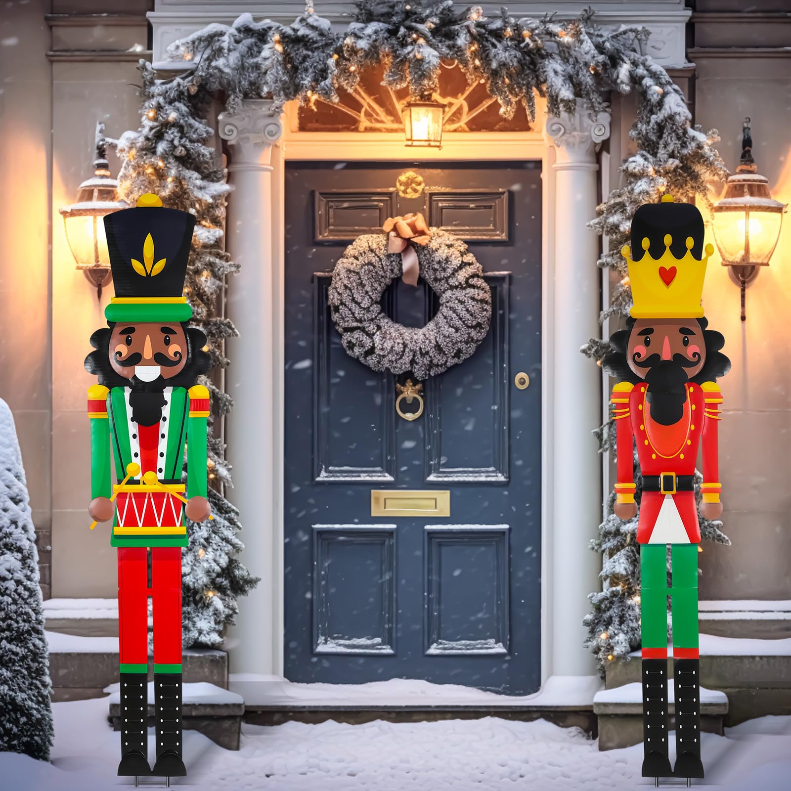 GlikCeil nutcracker night display with lights showing festive outdoor ambiance