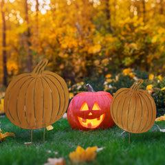 GlikCeil small pumpkin stake placed in planter providing instant seasonal accent