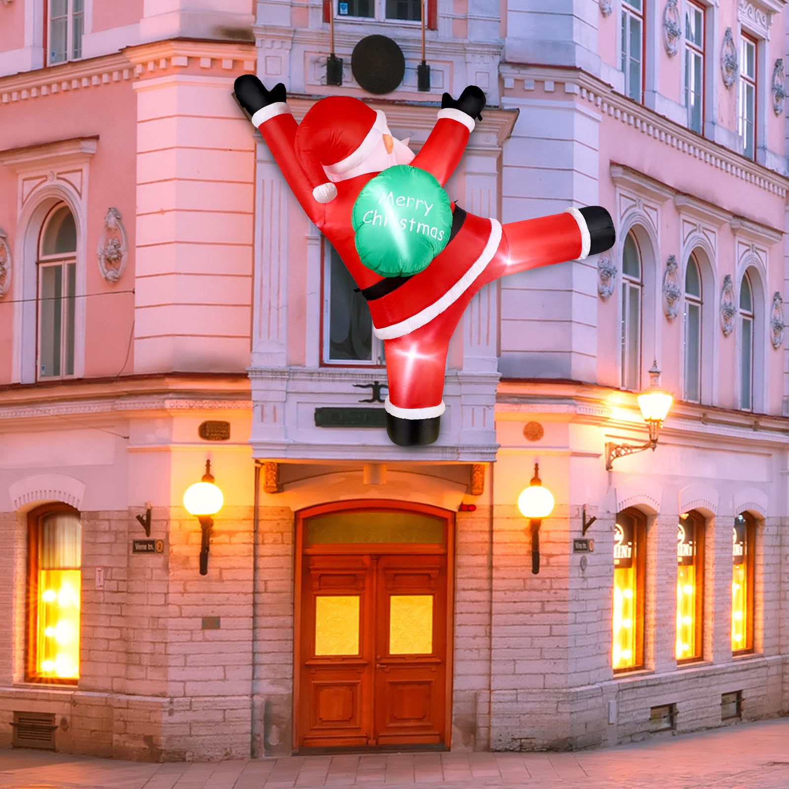 Glimin Santa beside doorframe showing 6 ft scale and visual proportion