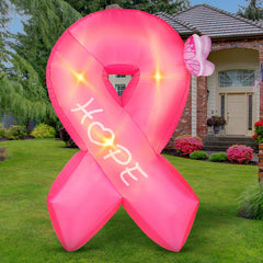 Glimin front ribbon display showing bright pink awareness symbol and curb appeal